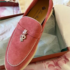Loro Piana Pink Suede summer walk Loafers